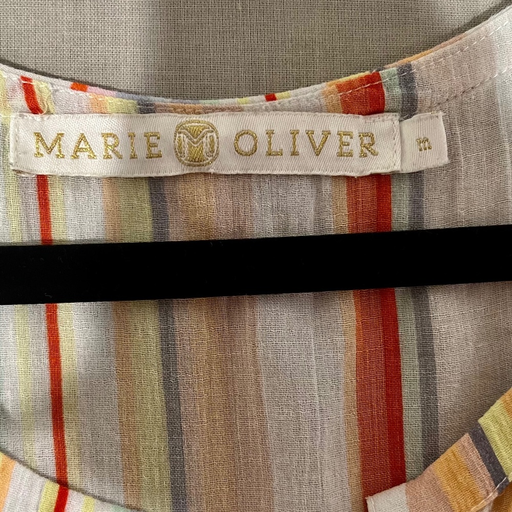 Marie Oliver Flowy Stripe Poplin Top, Sz M - Picture 7 of 12